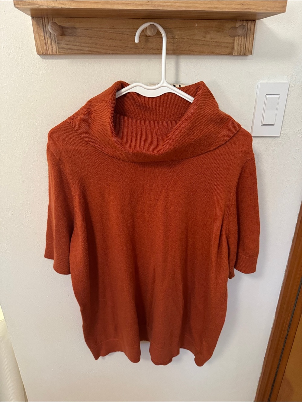 Kerisma Short-Sleeve Cowl Neck Sweater — Rust